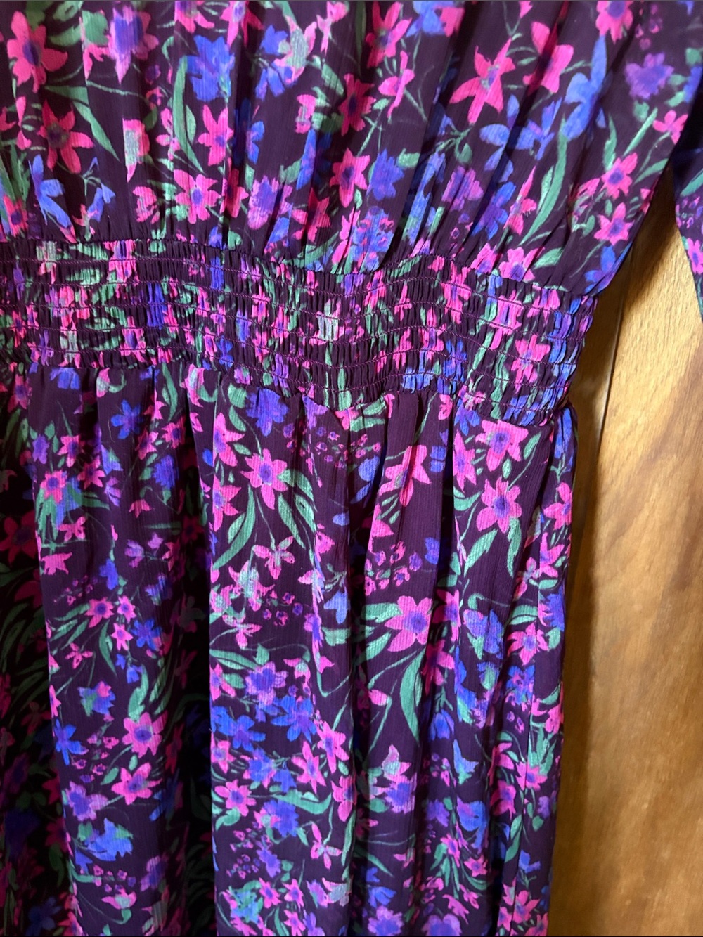 Calvin Klein Purple Floral Long Sleeve Midi Dress - Picture 4 of 7